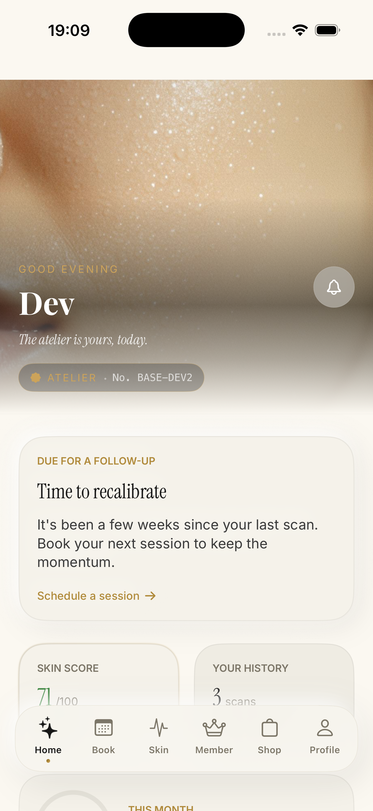 BASE app, Home screen